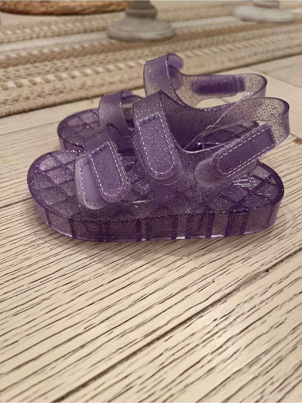 Gap, size 7 Toddler Sparkle Purple Jelly Sandals with Adjustable Straps